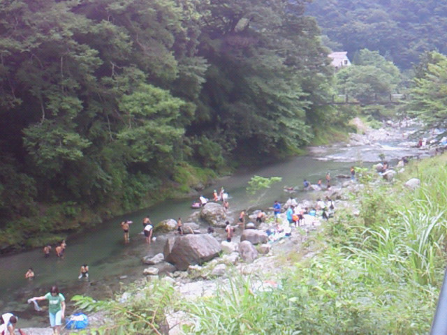川遊びをする人たち