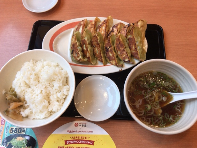 幸楽苑で餃子ダブル定食（Aセット）とロカボ麺