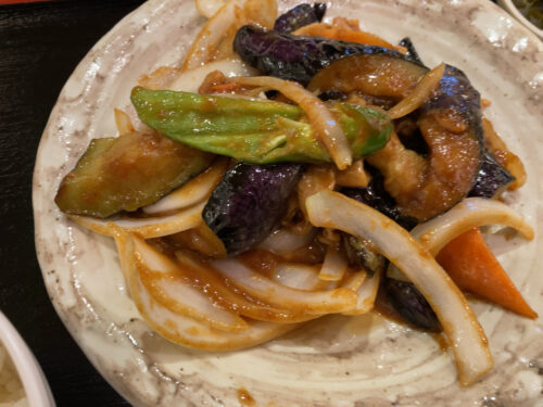 豚バラ肉と茄子の味噌炒め定食